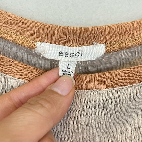 Easel Colorblock Relaxed Short Sleeve Boho Crewneck Tee Size‎ Large - Picture 3 of 8